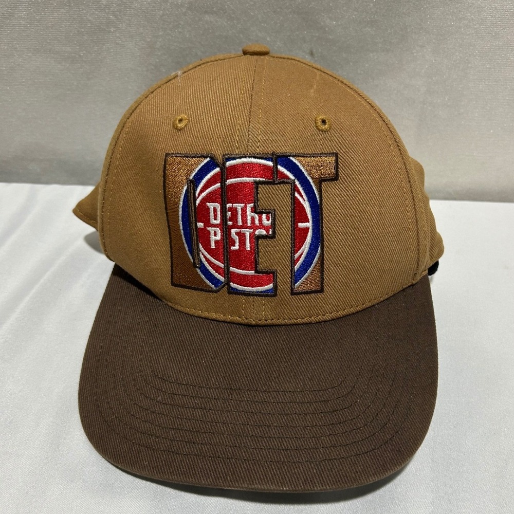 Detroit Pistons NBA Men Tan Brown Snapback‎ Hat DET Logo Cap Fan Favorite